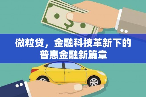 沾益微粒贷，金融科技革新下的普惠金融新篇章