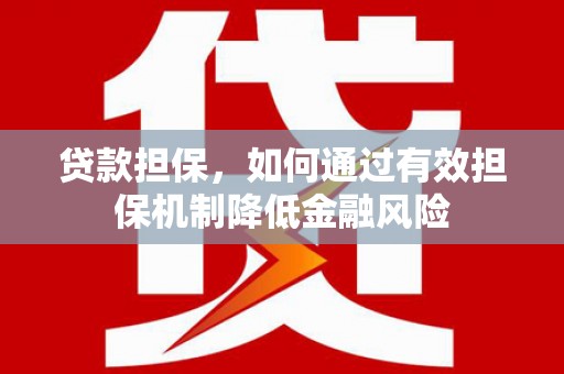 沾益贷款担保，如何通过有效担保机制降低金融风险