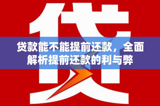 沾益贷款能不能提前还款，全面解析提前还款的利与弊